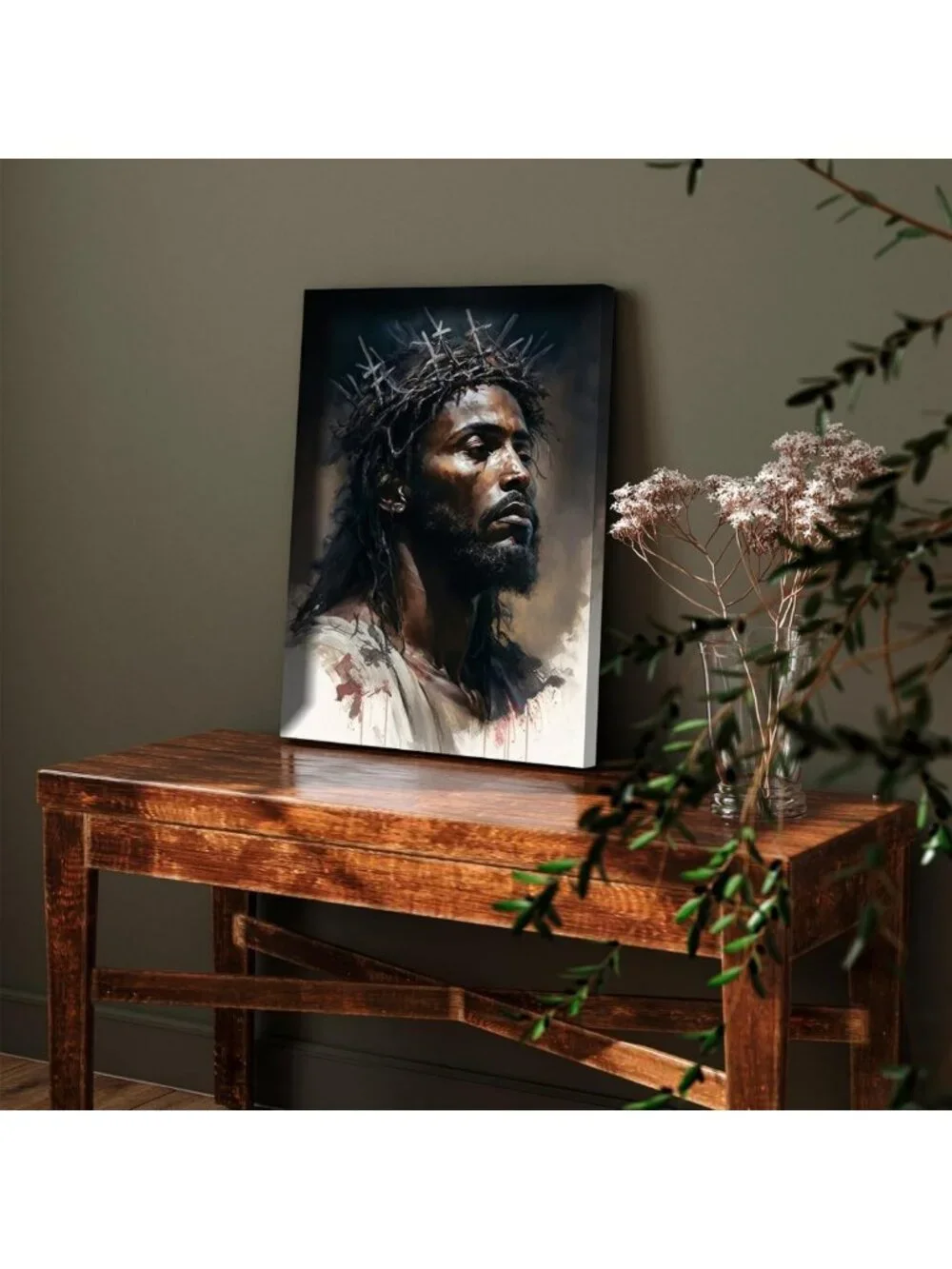 Black Jesus Canvas Art | Religious Wall Decor | Spiritual Christian Artwork
